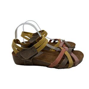 Inter-Bios Katy Tile Multi Color Leather Strappy Sandals Size 41 US Size 10.5/11